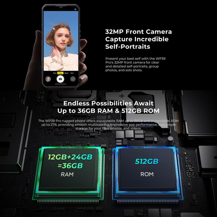 Oukitel WP39 Pro 5G Rugged Phone, 12GB+512GB, Night Vision, Fingerprint Identification, 6.6 inch Android 14 MediaTek Dimensity 6300 Octa Core, NFC, OTG, Network: 5G Oukitel WP39 Pro 5G Rugged Phone, 12GB+512GB, Night Vision, Fingerprint Identification, 6.6 inch Android 14 MediaTek Dimensity 6300 Octa Core, NFC, OTG, Network: 5G